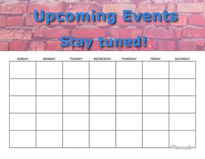 EventsCalandarImage Events calendar image for Taken From the Cradle.